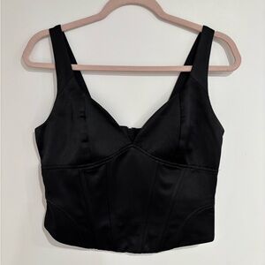 Jason Wu Black Satin Bustier Top